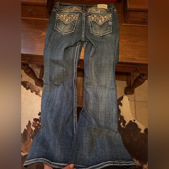 Miss Me Blue Boot Cut Jeans with Contrasting Stitching - Picture 3 of 4